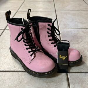 Kids Pink Doc Martens with Ribbon Laces